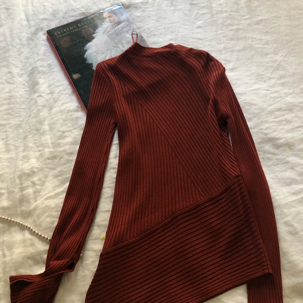 TOPSHOP Asymmetrical Ribbed Sweater, rust - Picture 6 of 6